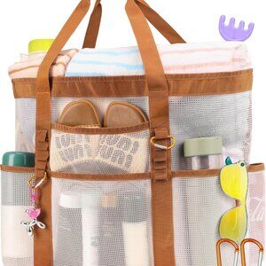 Large Mesh Beach Bag WomenXXL Capacity Sand-Free Foldable Lightweight